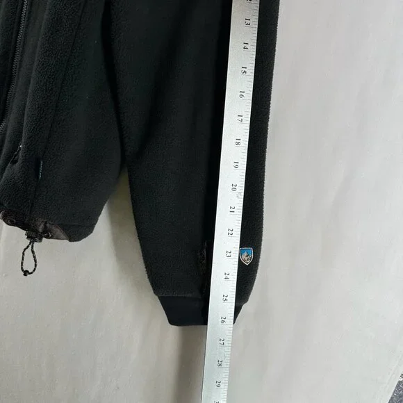 KUHL Jacket Mens Sz M Alpenwurxs Faux Leather Trim Sherpa Fleece Full Zip Black - Picture 11 of 12